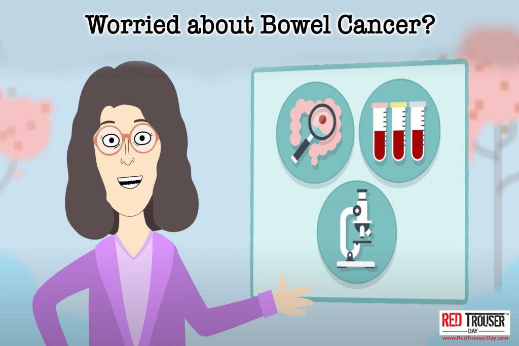 An animation commissioned by Red Trouser Day about the process of diagnosis and treatment recommendations for people who may have symptoms of Bowel Cancer.
